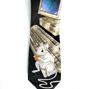 Men's Vintage Silk Techy Mouse Computer Tie